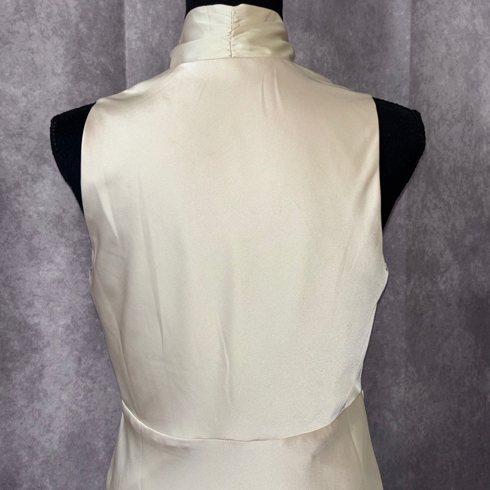 Banana Republic Champagne Satin V-Neck Midi Dress Fairy Ethereal Women 6 Petite - Picture 7 of 8